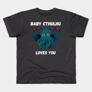 Cute Little Baby Cthulhu Loves You Design Kids T-Shirt
